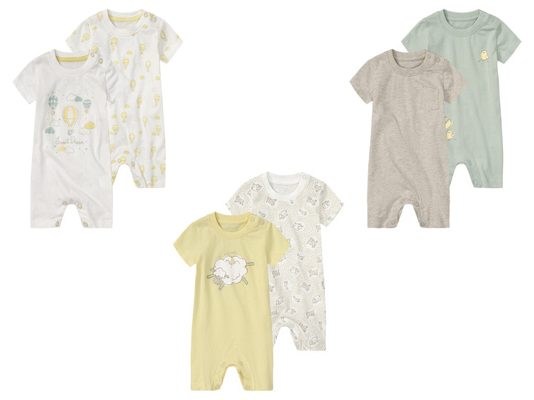 Babypakjes met hotluchtballonnen, vogeltjes en schapen print.