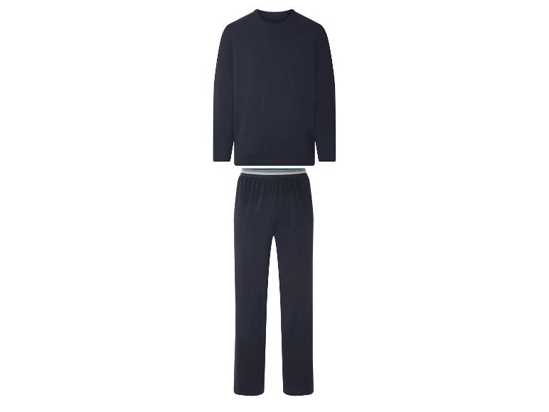 Pyjama bleu foncé avec un haut à manches longues et un pantalon.