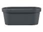 Antracietkleurige, ovale plastic plantenbak.