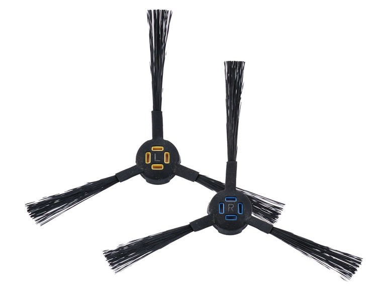 Twee zwarte borstels voor een robotstofzuiger.
