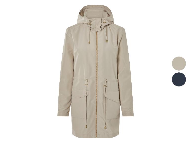 Parka beige à capuche et fermeture éclair dorée