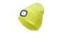Fluorescerende gele muts met geïntegreerd LED-licht.
