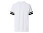 Wit T-shirt met zwart-wit gestreepte mouwen, achteraanzicht