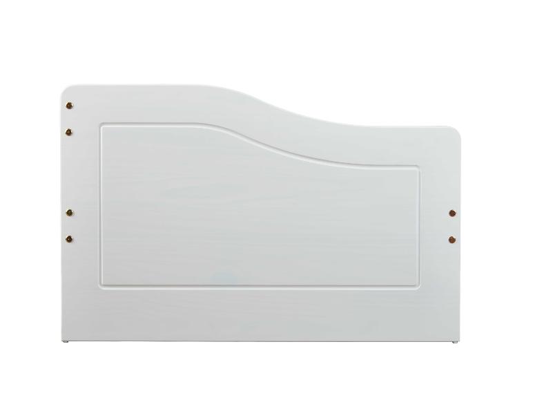 Panneau latéral de lit bébé en bois blanc avec bord supérieur incurvé et rainure décorative