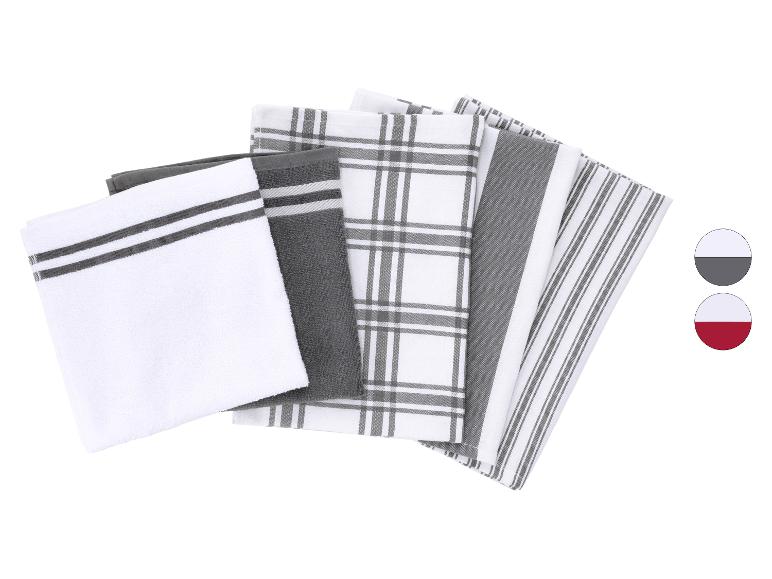 Ensemble de torchons gris et blancs à rayures et à carreaux