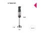 Staafmixer met 1000W vermogen, 42 cm hoog en 8 cm breed.