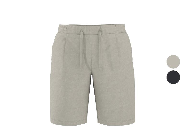 Shorts en lin beige avec cordon de serrage ajustable et deux options de couleur.