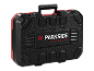 Parkside Performance gereedschapskoffer in een robuust zwart en rood ontwerp.