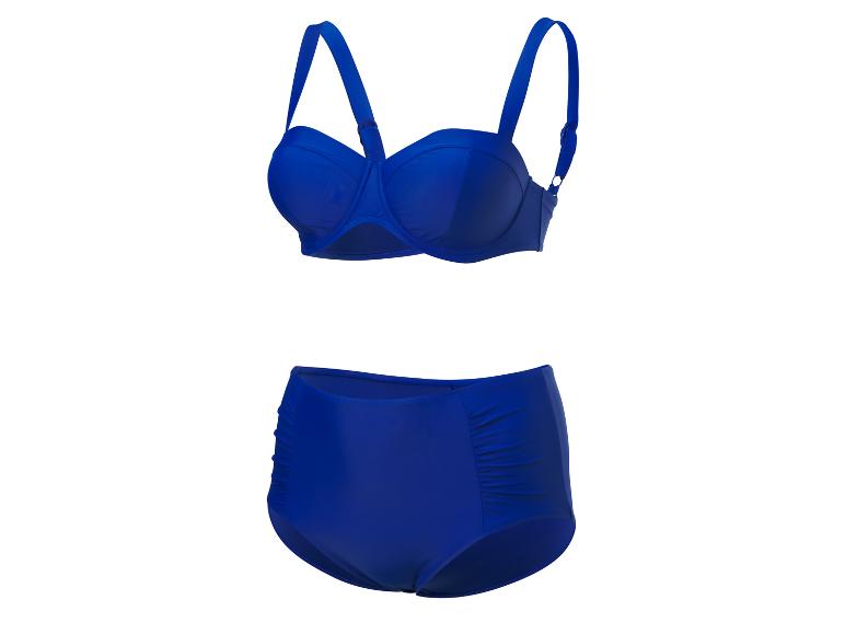 Marineblauwe badpak: bandeau top en hoge taille broekje.
