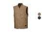 Gilet homme Parkside marron avec poches et fermeture éclair, avec échantillons de couleurs.