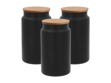 SILVERCREST® Ensemble de 3 bocaux de conservation avec couvercle en bois d’acacia