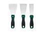 Ensemble de trois spatules Parkside de différentes tailles avec des poignées vertes
