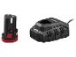 Batterie noire et chargeur avec des accents rouges et verts.