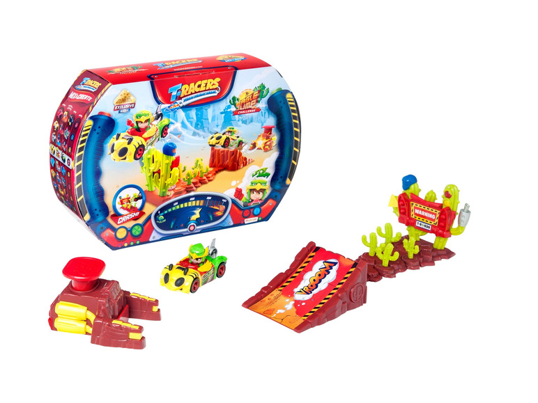 Voitures de course T-Racers Turbo Tuning Teams et set de jeu avec cactus.