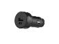 Chargeur de voiture noir avec ports USB-A et USB-C