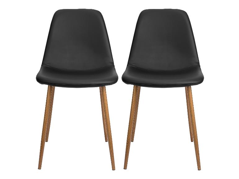 Deux chaises de salle à manger noires avec pieds en bois