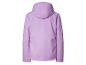 Une veste lilas à capuche.