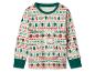 Kerstshirt met lange mouwen met rendier-, boom- en sneeuwvlokkenprint.