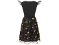 Robe enfant Batman avec corsage noir et jupe en tulle à chauves-souris dorées.