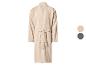 Beige badjas met ceintuur en zakken, getoond met kleurkeuzeopties.