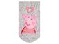 Chaussette grise avec un cochon rose et un cœur.