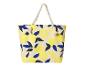 Tote bag van canvas met gele citroenen en donkerblauwe bladeren.