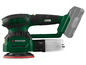Een groene Parkside schuurmachine met X20V-batterij.