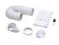 Accessoireset voor draagbare airconditioner met flexibele slang, raamafdichting en afstandsbediening.