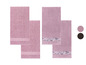 Vier badhanddoeken in roze met bloemenprint