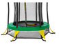 Een groene trampoline met een veiligheidsnet.
