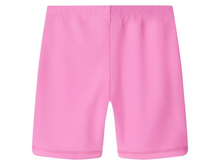 Roze sportshort voor kinderen, gemaakt van elastische stof.