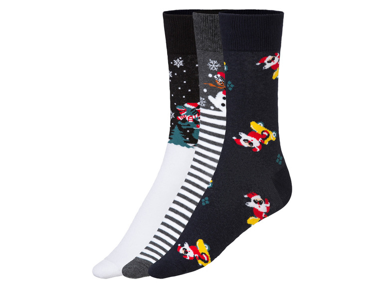 Ga naar volledige schermweergave: LIVERGY® Set van 3 paar kerstkousen van een katoenmix - afbeelding 7