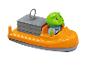 Bateau jouet avec figurine de dinosaure vert