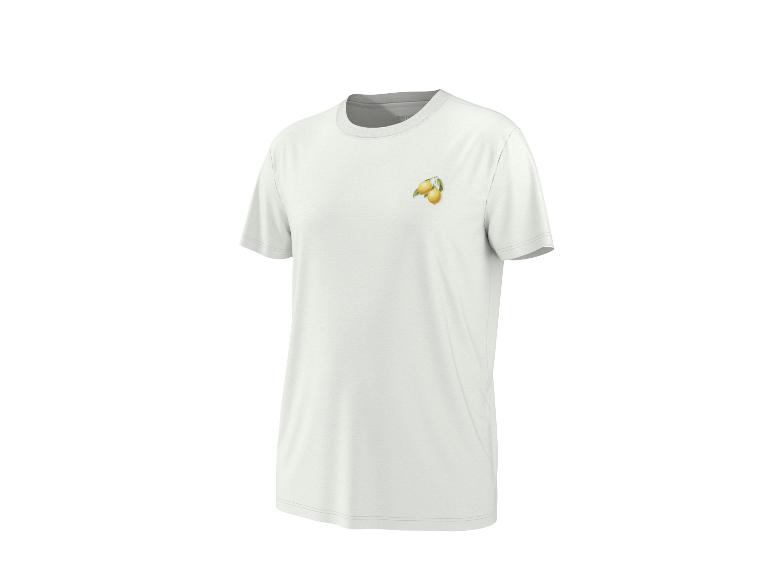 T-shirt blanc avec un imprimé de deux citrons avec des feuilles sur la poitrine gauche.