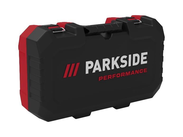 Mallette à outils noire et rouge avec le texte « PARKSIDE PERFORMANCE ».