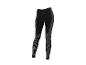 Legging de sport noir avec des rayures verticales grises et un logo discret à la taille.