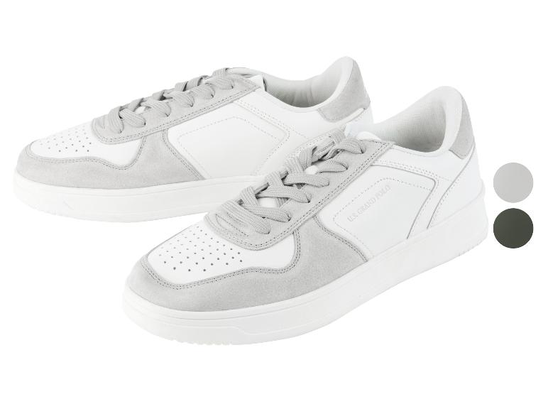 Witte U.S. Grand Polo sneakers met grijze details.