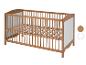 Lit bébé en bois, style classique, beige et blanc.