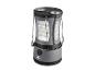 Lampe de camping LED grise avec boussole intégrée et poignées de transport.