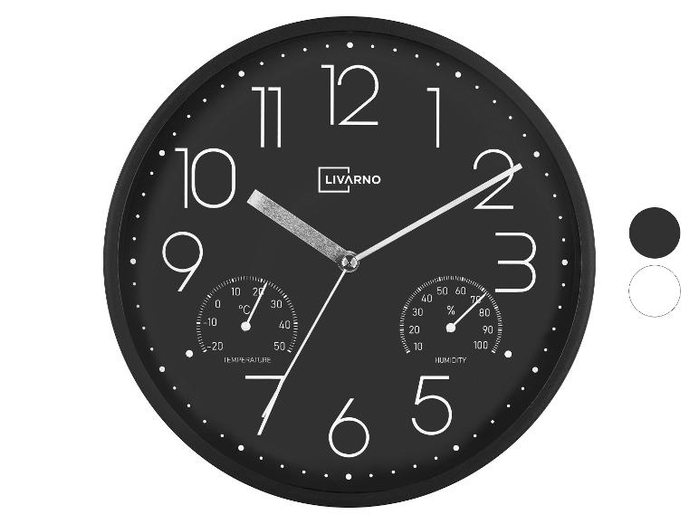 Foxtop Weerbestendige wandklok voor binnen en buiten, met temperatuurweergave en hygrometer, zonder tikkende geluiden, stille retroklok voor terras, badkamer, keuken, woonkamer, woondecoratie (brons
