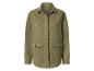 Groene militaire jas met zakken en knopen.