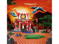 Een LEGO Ninjago tempel met figuren en een vliegtuig