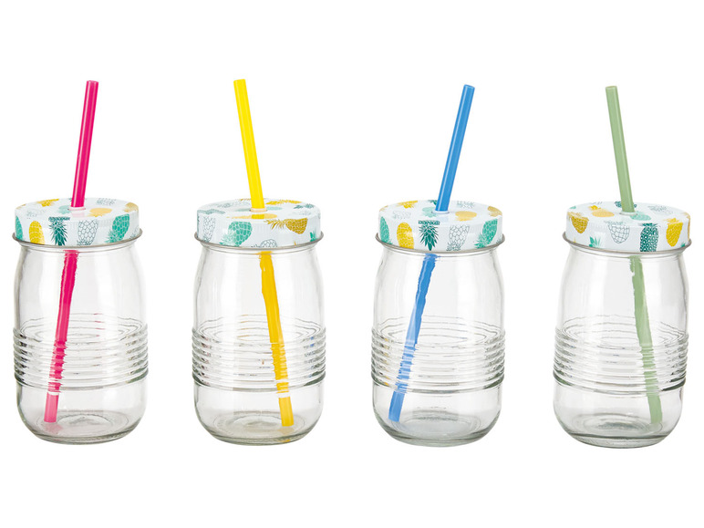 Aller en mode plein écran ERNESTO® Gobelets avec paille, set de 4, 8 pailles réutilisables - Photo 9