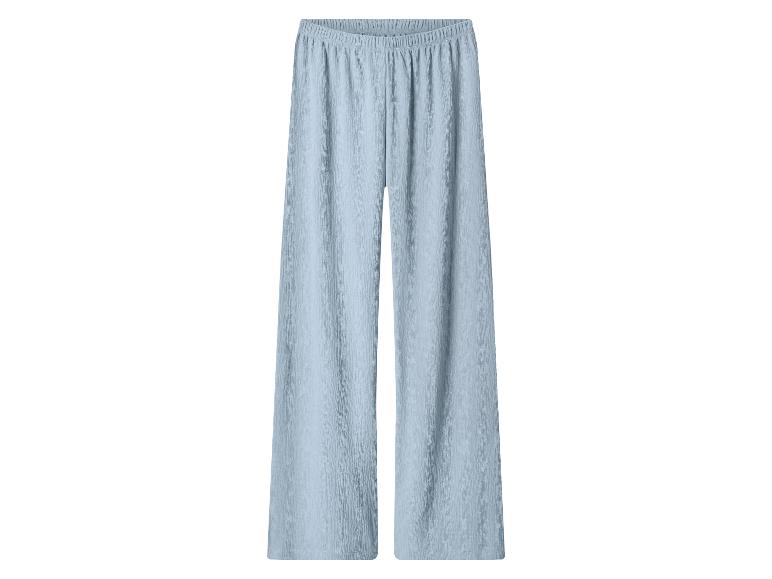 Pantalon large bleu clair texturé avec taille élastique.
