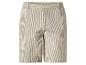 Beige gestreepte shorts van wafelstof.