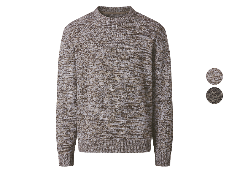 Gebreide trui met ronde hals in twee kleuren.