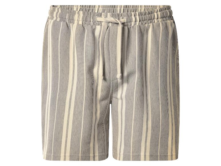 Short homme rayé gris et blanc avec cordon de serrage