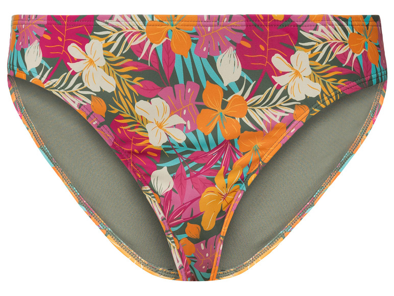 Een roze bikini slip met tropische print