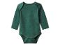 Donkergroene romper met lange mouwen en drukknoopjes bij het kruis.