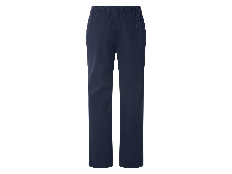 Pantalon homme bleu marine avec taille élastique et poche arrière.